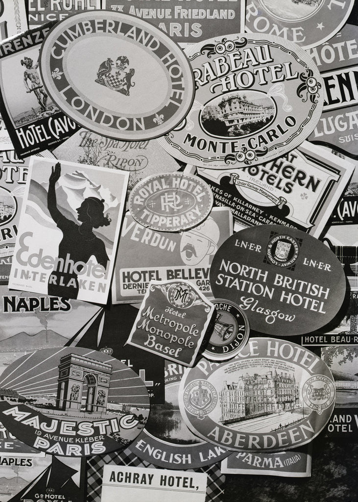 Detail of European Hotel Labels by Corbis