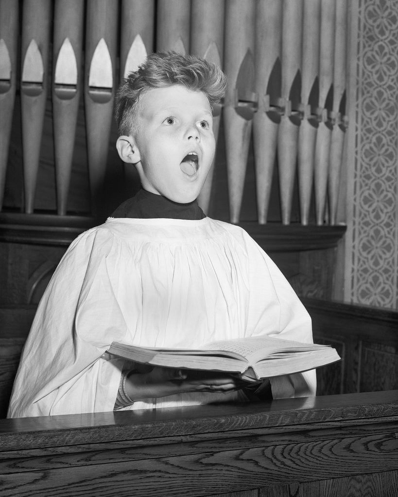 Detail of Young Choirboy Singing by Anonymous