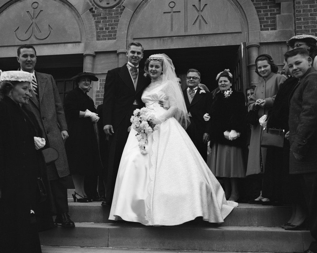 Detail of Bride And Groom Leaving Church by Anonymous
