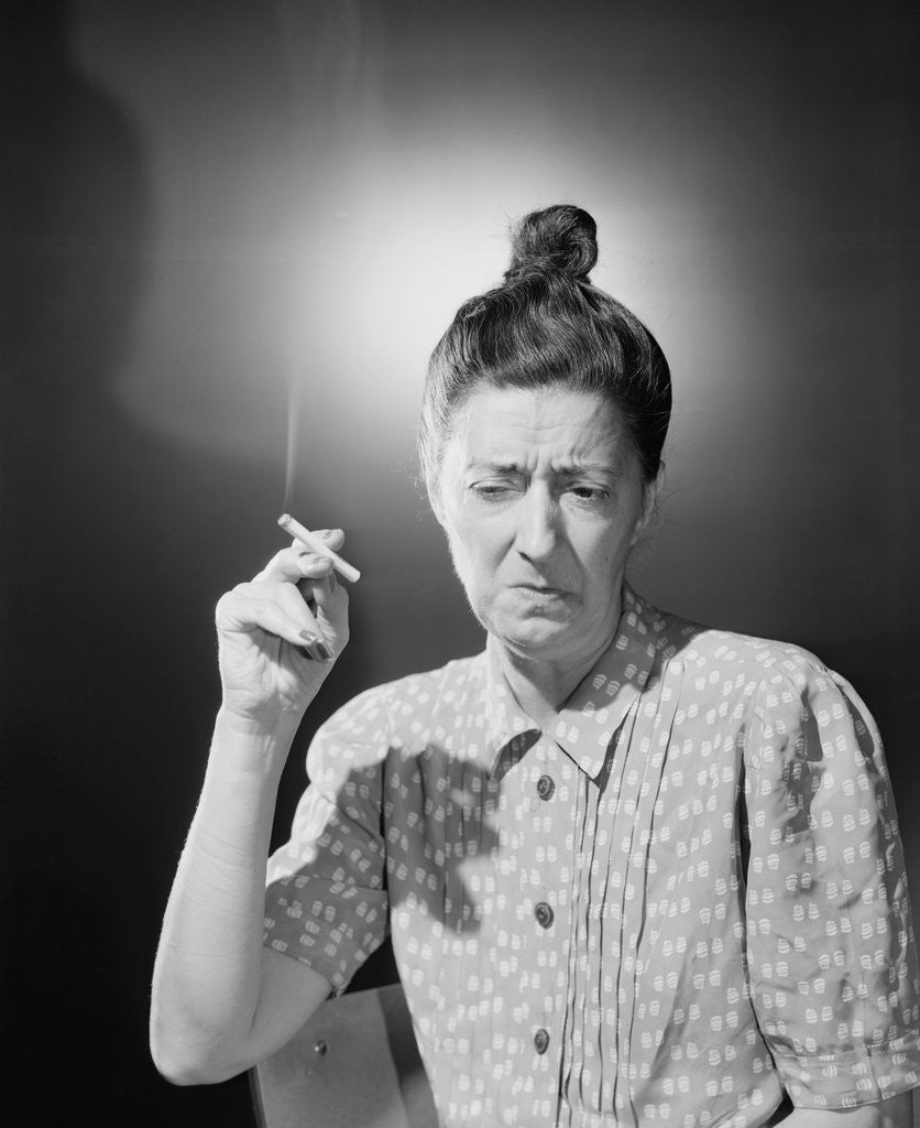 Detail of Woman with Top Knot Smoking by Anonymous