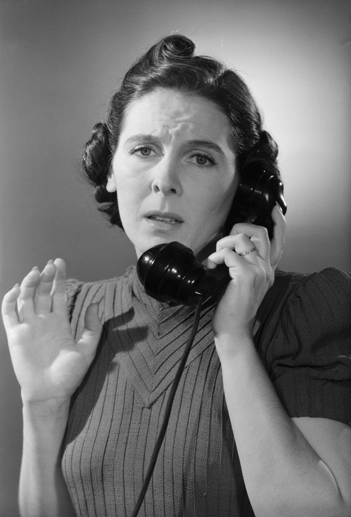 Detail of Anxious Woman On The Telephone by Anonymous