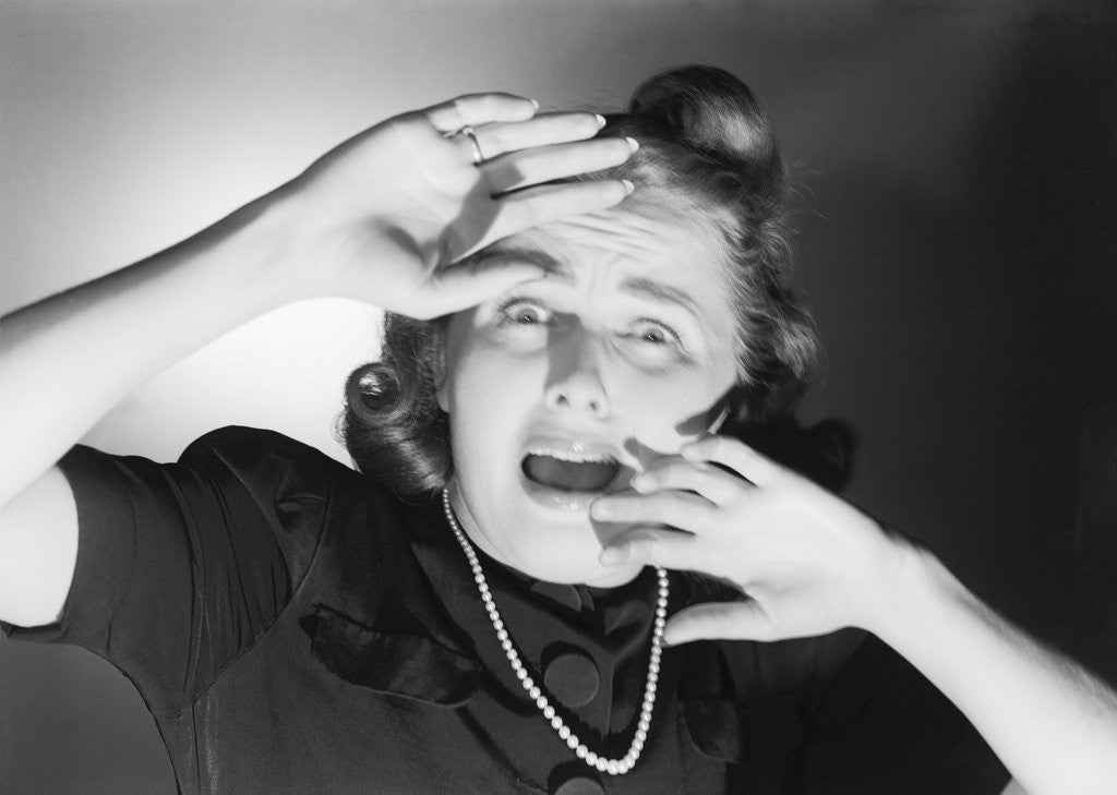 Detail of Terrified Woman by Corbis