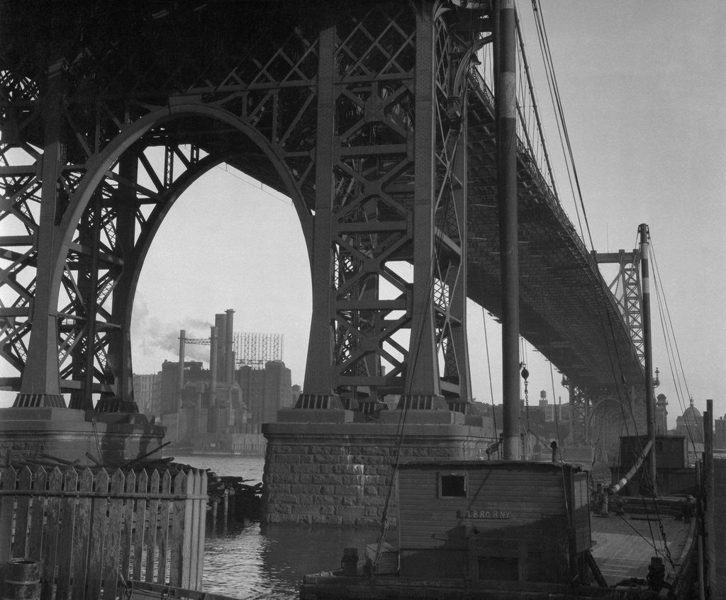 Detail of Williamsburg Bridge Spanning East River by Anonymous