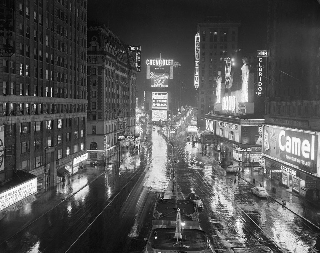 Detail of Rainy Night in Times Square by Anonymous
