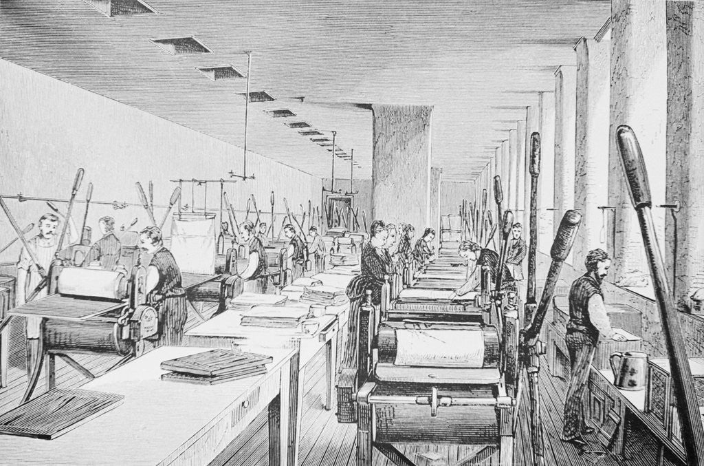 Detail of Making Money - The Room in the Treasury Building Where the Greenbacks Are Printed Illustration by Corbis