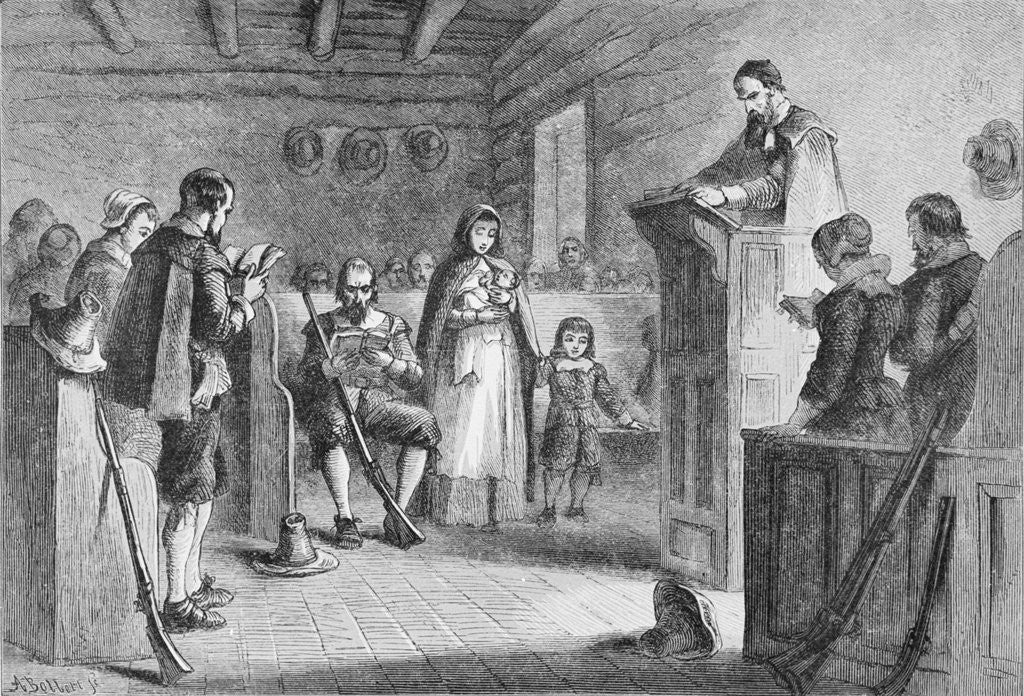 Detail of Public Worship At Plymouth by Anonymous