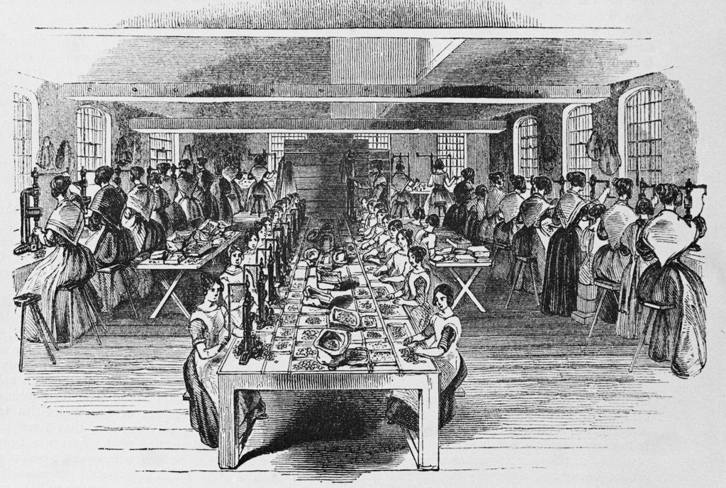 Detail of Buttons Factory, Woodcut, 19Th Century by Anonymous