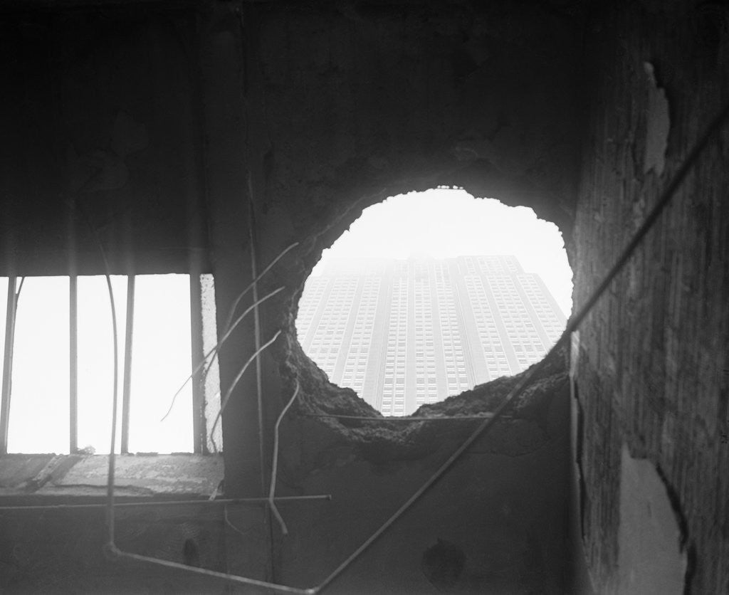 Detail of Hole From Crash At Empire State Building by Anonymous