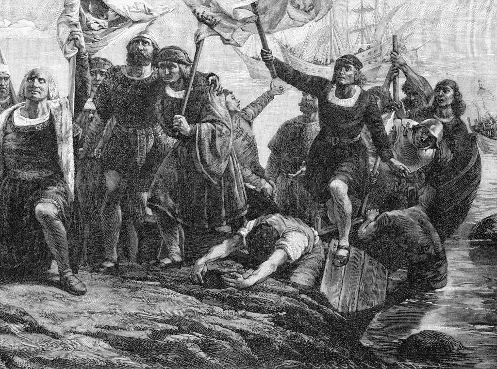 Detail of Columbus Landing In America by Anonymous