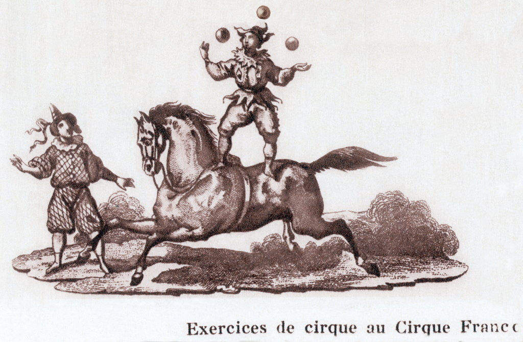 Detail of Juggler On Horseback In French Circus by Anonymous