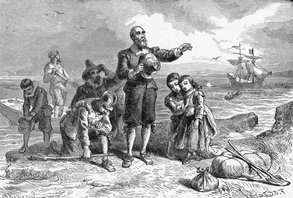 Detail of Illustration of the Landing of The Pilgrims by Anonymous