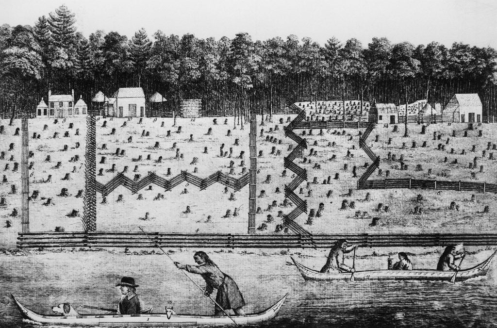 Detail of Early American Settlement by Anonymous