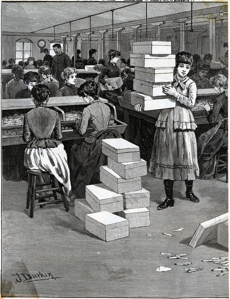 Detail of Girl Carrying Boxes; Cigarette Factory by Corbis