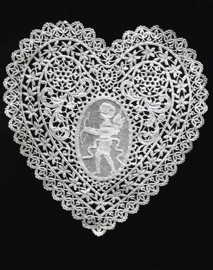 Detail of Lace Heart Doily by Corbis