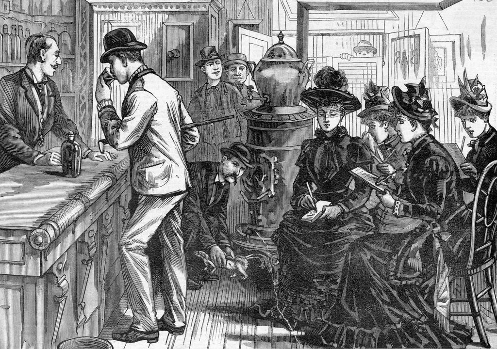 Detail of Women In Bar Recording Drinkers;Man W/Sk by Anonymous