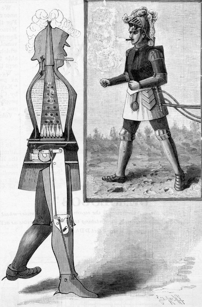 Detail of Walking Steam Robot Illustration by Anonymous