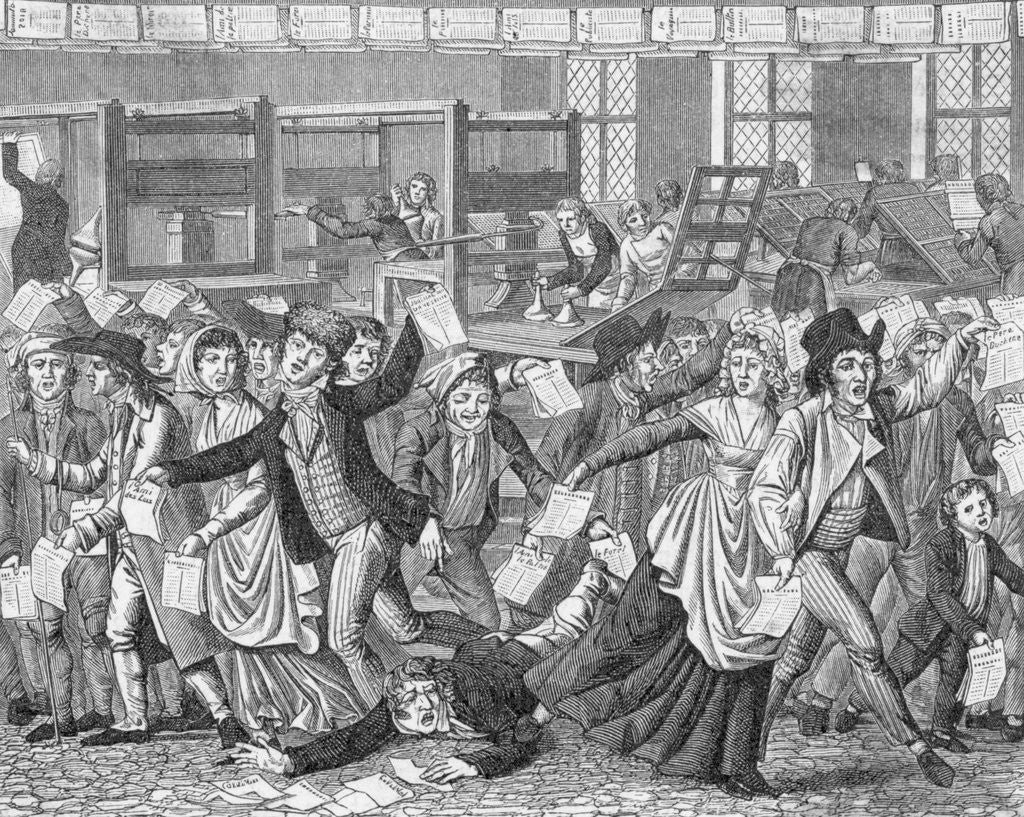 Detail of 18th-Century Cartoon of a Mob Storming a Printers Shop by Anonymous