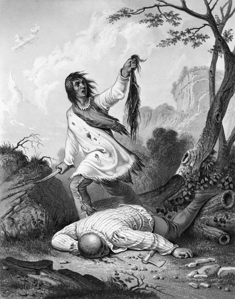 Detail of Indian Scalping Man; Lithograph by Anonymous