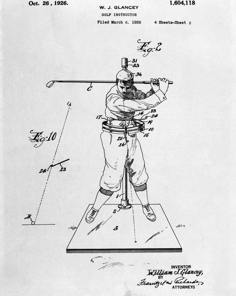 Detail of Drawing Of Golfer In Pose by Corbis