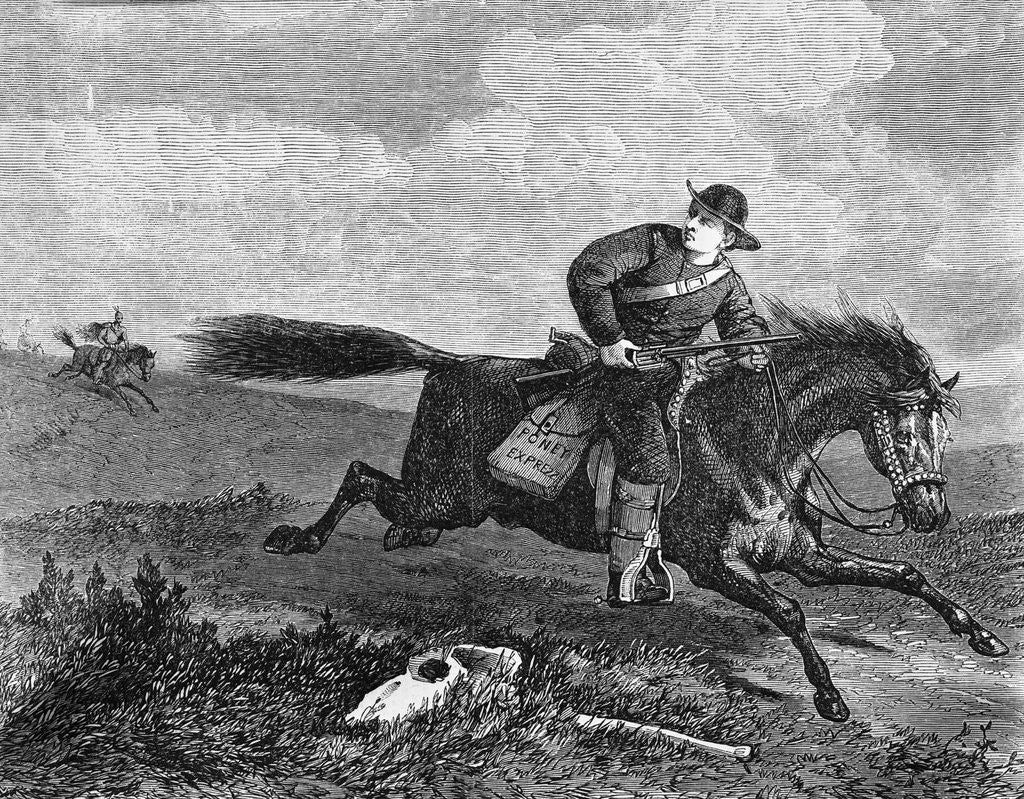 Detail of Print of Pony Express Pursued by Indians by H.G. Andrews