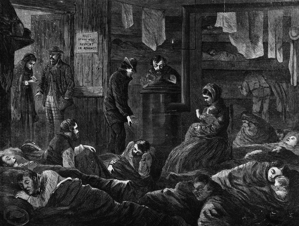 Detail of Woodcut of New York Slums: Underground Dwelling by Paul Frenzeny
