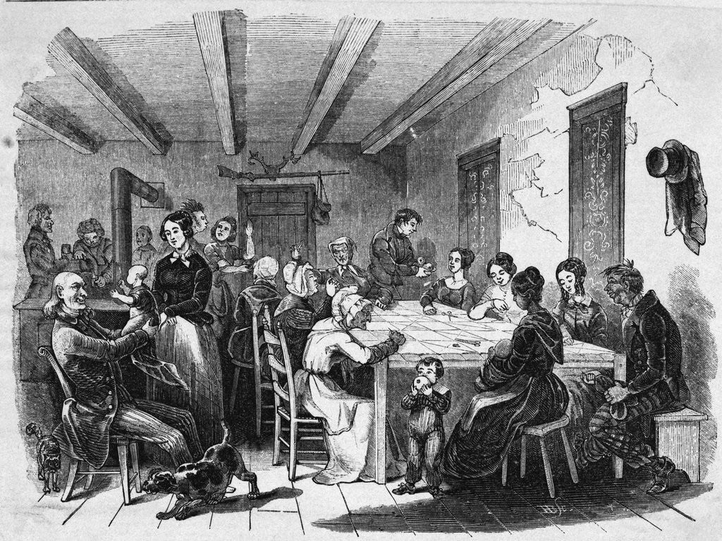 Detail of A Quilting Pary In The 19Th Century by Anonymous