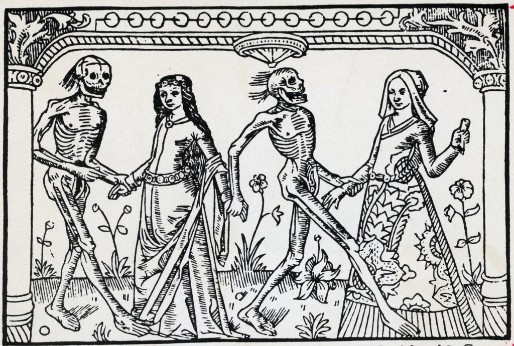 Detail of Women Dancing With Skeletons; Woodcut by Anonymous