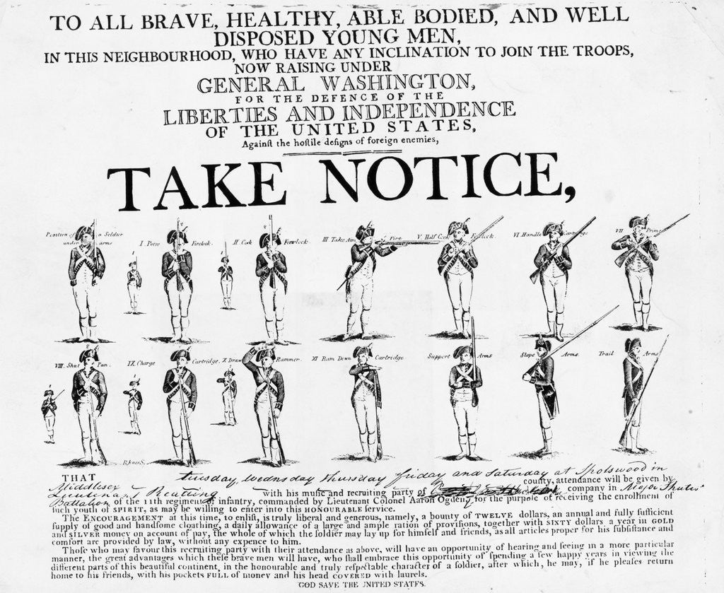 Detail of American Revolution Recruiting Poster by Anonymous