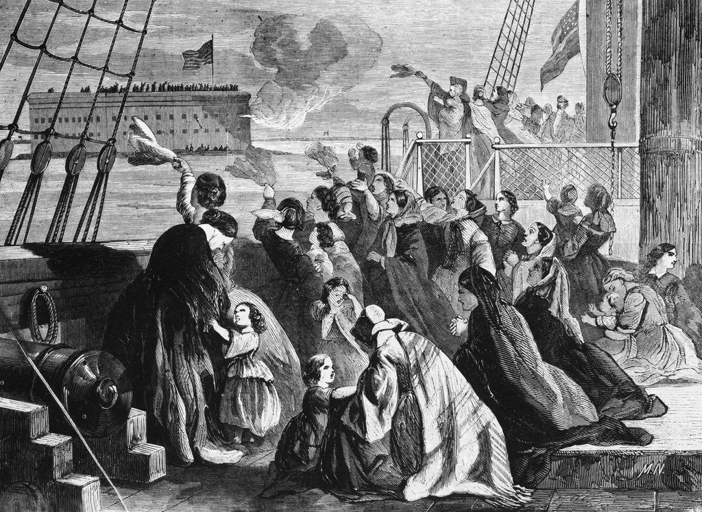 Detail of Women And Children Waving Goodbye by Anonymous