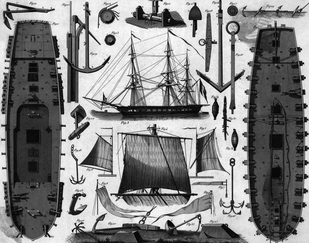 Detail of French Frigate; Parts by Anonymous