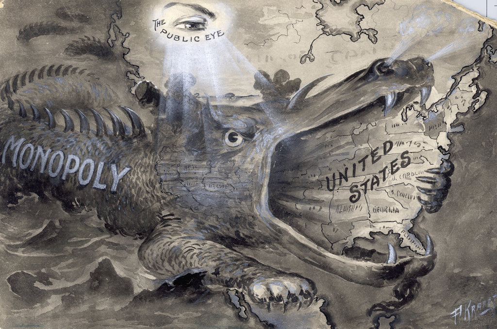 Detail of United States Swallowed By Monopoly by Anonymous