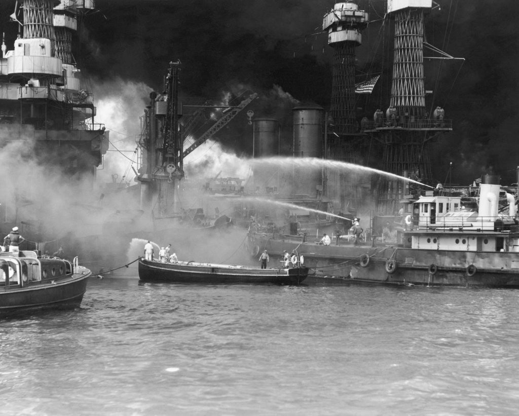 Detail of Pearl Harbor Aflame by Anonymous