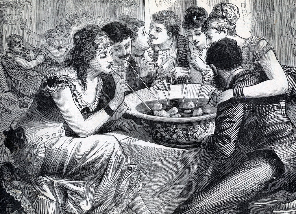 Detail of Engraving Of People Drinking Punch;Straw by Anonymous