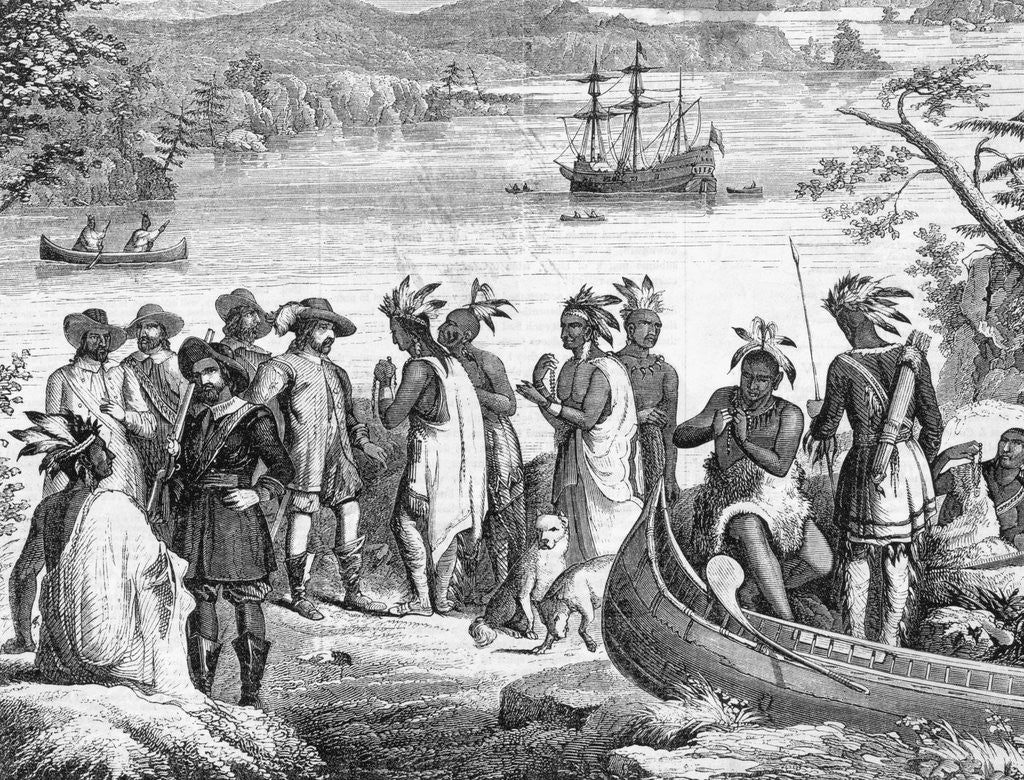 Detail of Henry Hudson Descending the Hudson River Illustration by Anonymous