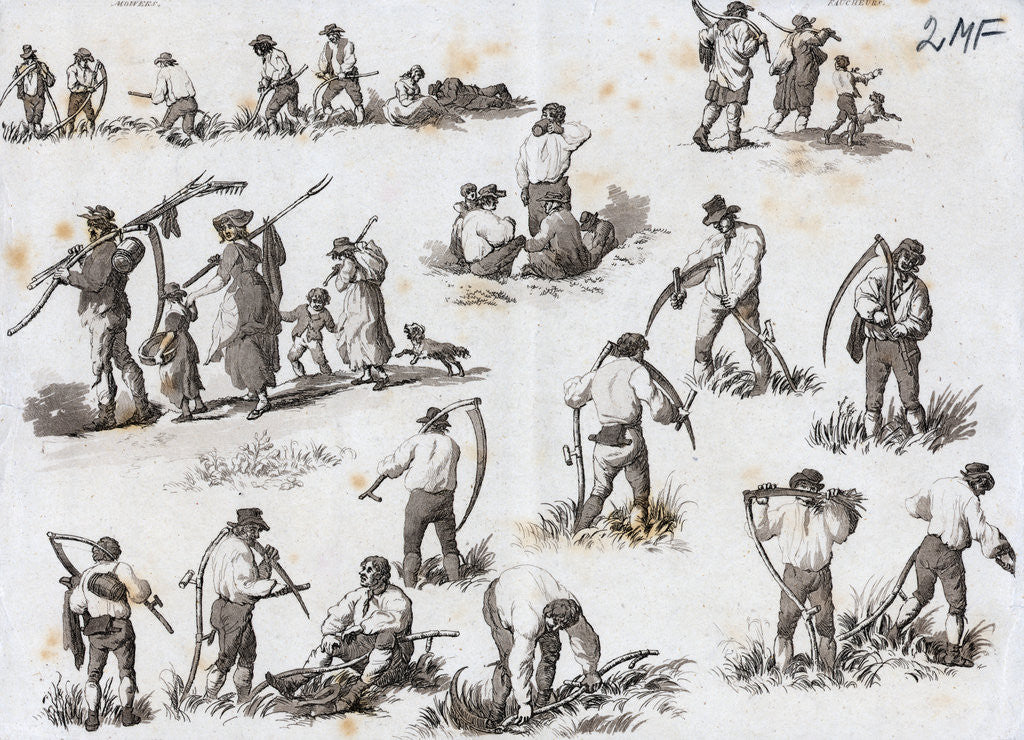 Detail of Harvesting Scenes Reapers With Scythes by Anonymous