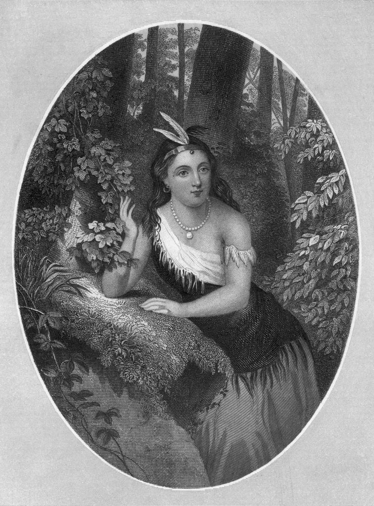 Detail of Portrait of Princess Pocahontas by Anonymous