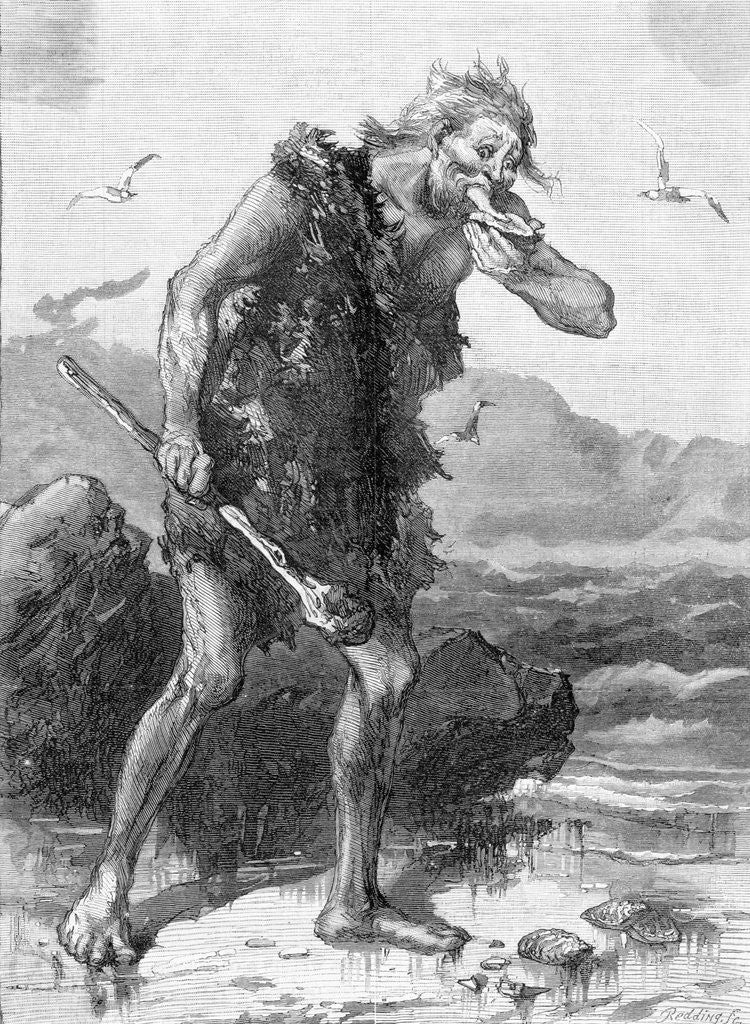 Detail of Woodcut of the Very First Oyster Eaten by Anonymous