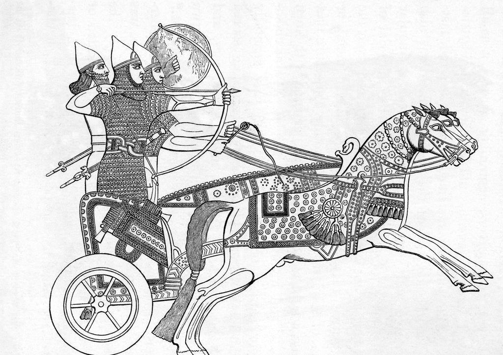 Detail of Assyrian Warriors In Chariot; Bow/Arrow by Anonymous