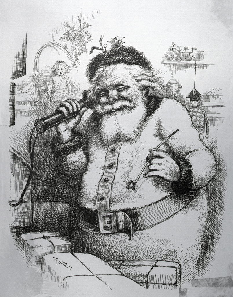 Detail of Santa Claus Talking On A Telephone by Thomas Nast