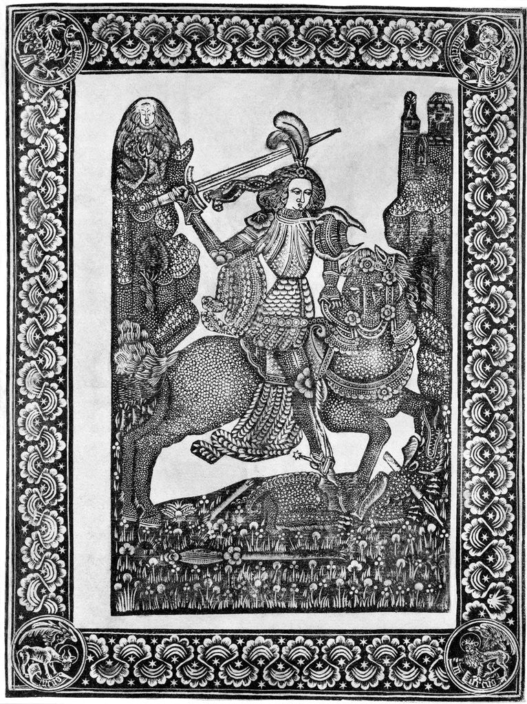 Detail of St. George Slaying Dragon; Dotted Print by Anonymous
