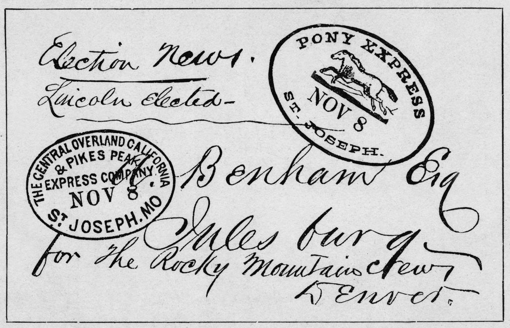 Detail of First Letter Carried by Pony Express by Corbis
