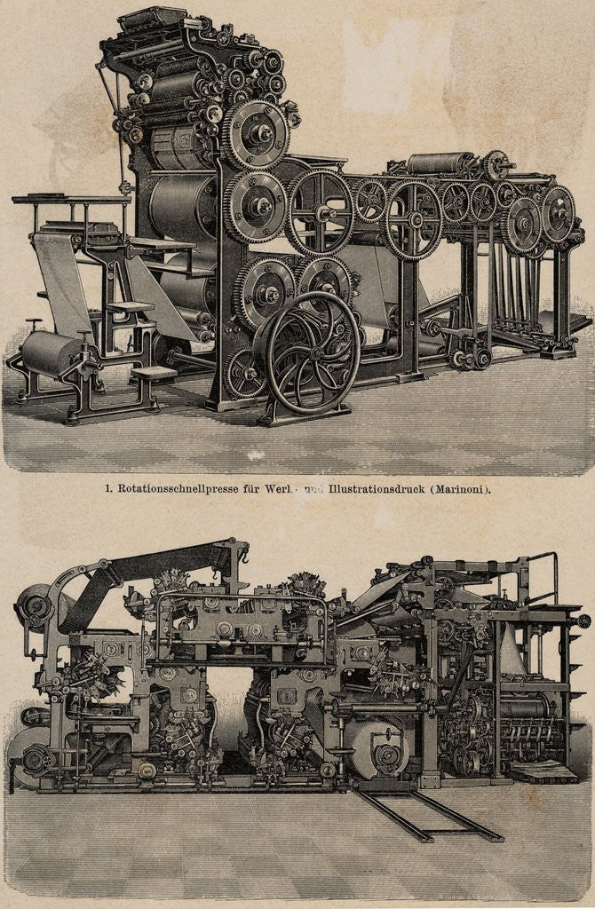 Detail of Engraving Of Mechanical Printing Press by Anonymous