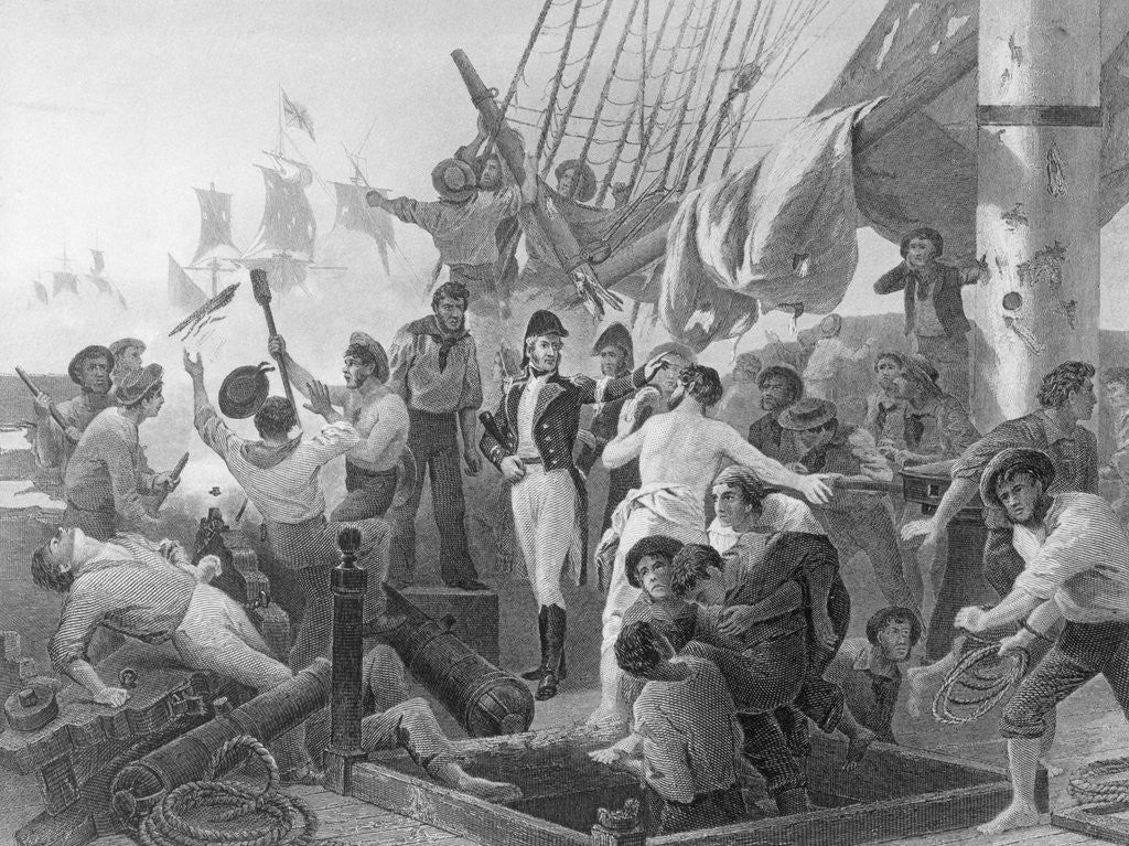 Detail of Enraving Of Battle On A Ship by Anonymous