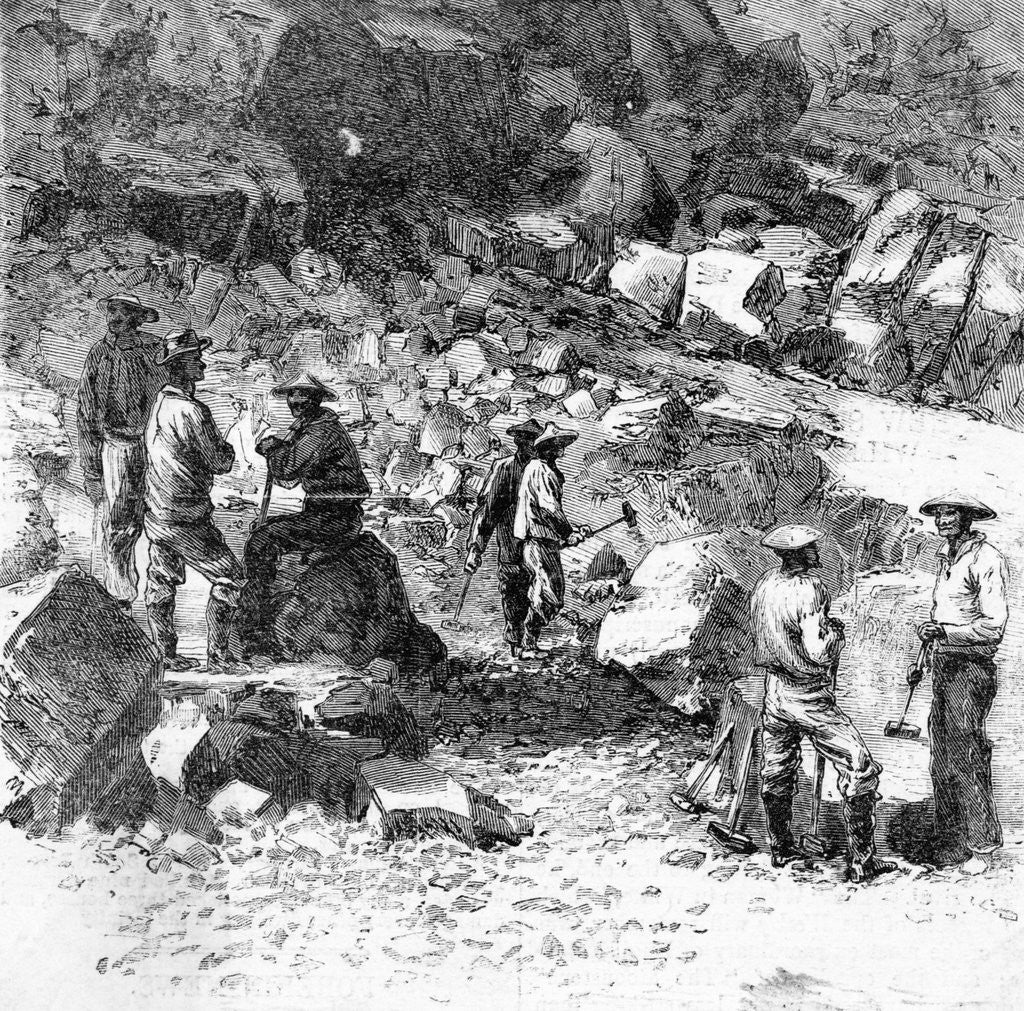 Detail of Chinese Laborers Building Railroad by Anonymous