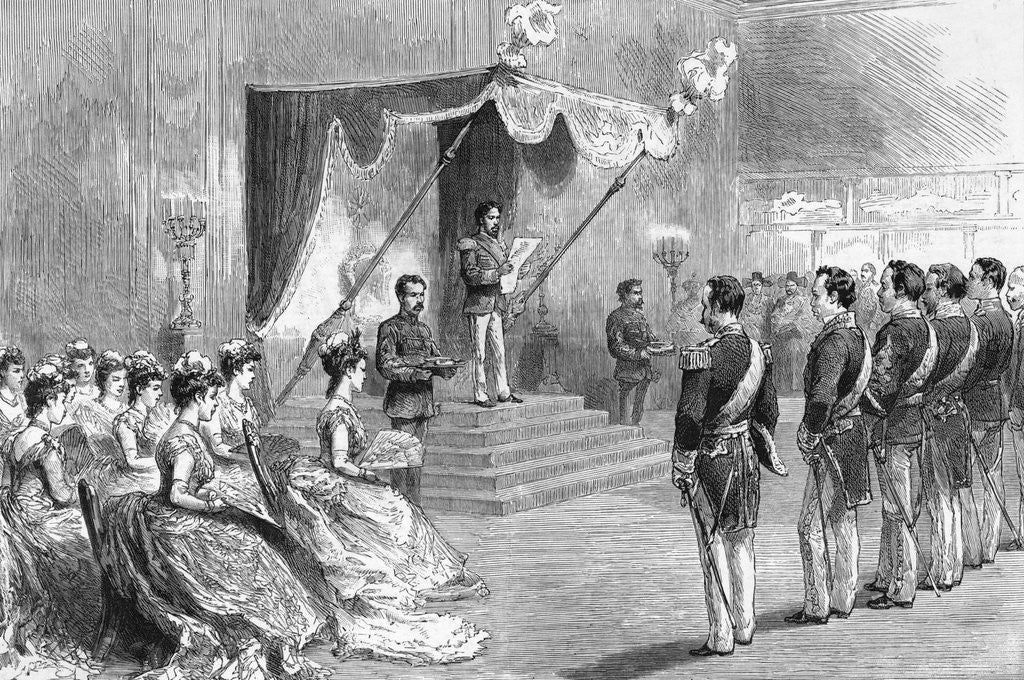 Detail of Print Depicting Emperor Mutsuhito Promulgating the New Constitution by Anonymous