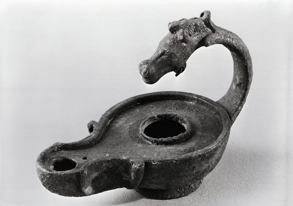 Detail of Ancient Egyptian Horse Head-Shaped Oil Lamp by Anonymous