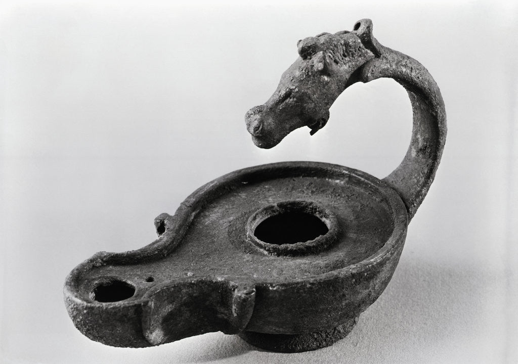 Detail of Ancient Egyptian Horse Head-Shaped Oil Lamp by Corbis