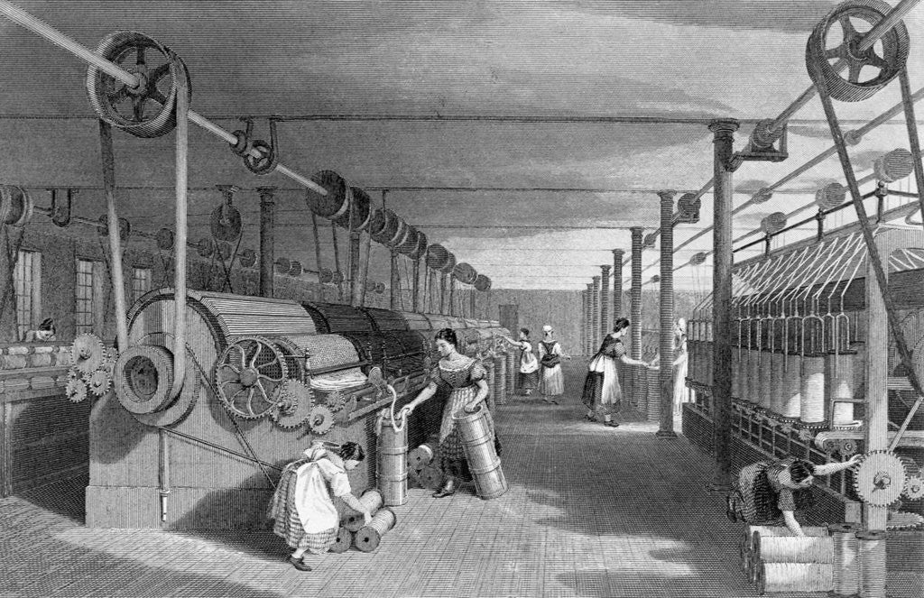 Detail of Print Depicting Workers at a Textile Factory by Anonymous