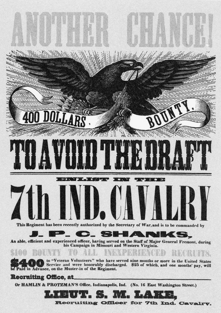 Detail of Civil War Poster Offering Draft Avoidian by Anonymous