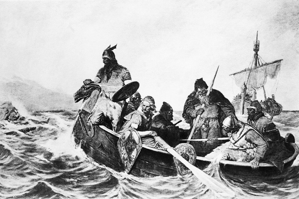 Detail of Ptg. Of L. Eriksson Off The Coast by Anonymous
